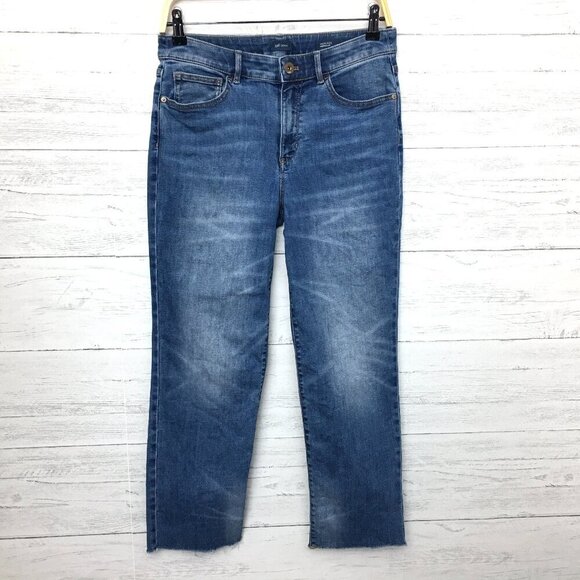 J. Jill Denim Women's Jeans Straight Leg High Rise Frayed Hems size 4 length 26" - Picture 1 of 9